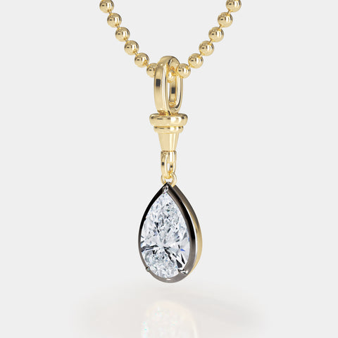 Two-Tone Ball & Chain Pear Diamond Pendant