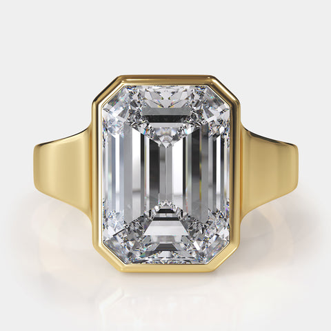 Emerald Cut Diamond Bezel Set Cigar Ring